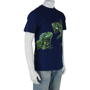90s Vintage Iguana Lizard Animal Navy Tee T Shirt Top